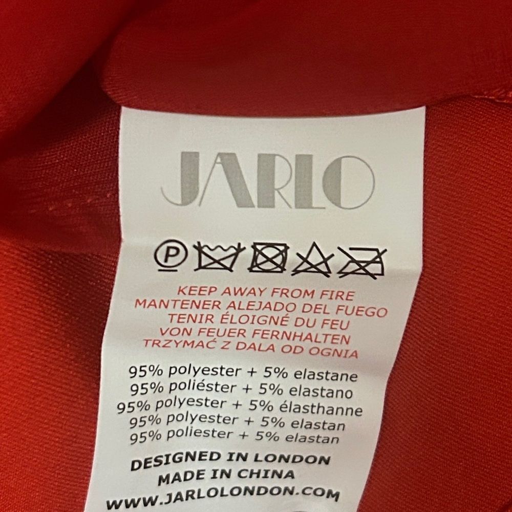 Jarlo Gown w/ Train High Low Fluted Formal Wedding Guest Prom Red Maxi Dress - Picture 15 of 15